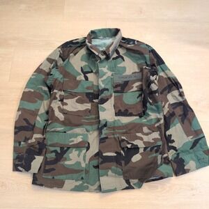 US Military Woodland Camo BDU Field Jacket Medium Ripstop Button Official Army